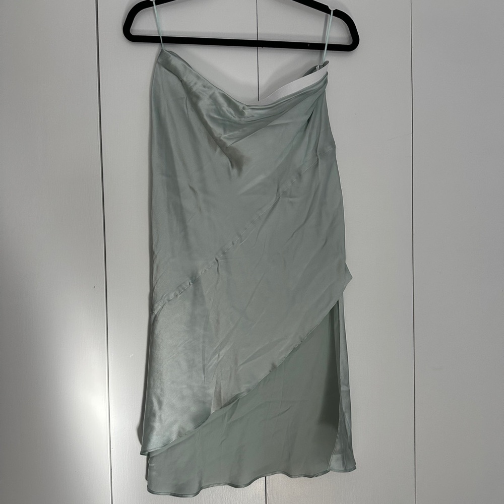Amanda Uprichard Mint Green Silk Midi Skirt